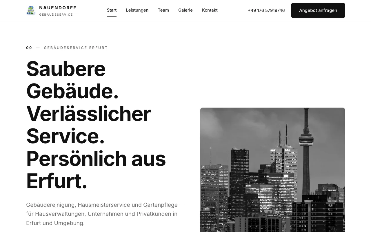 Nauendorff Gebäudeservice — Live-Site Erfurt