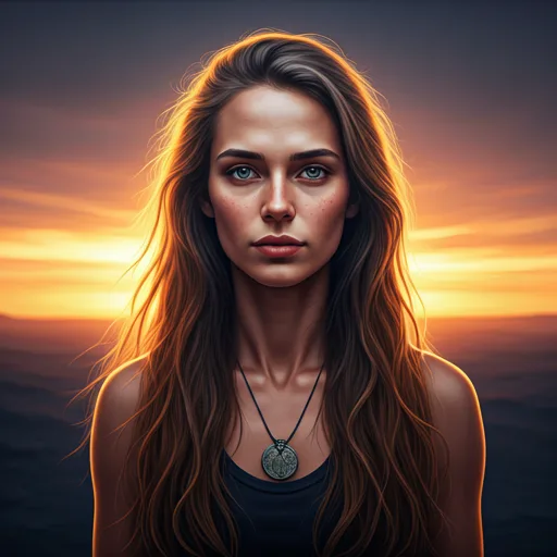 portrait of a young yoga teacher with long hair in a peaceful outdoor setting at sunset